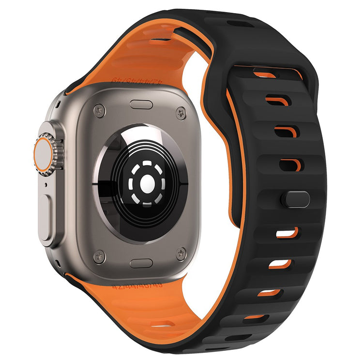 KALEBOL Apple Watch Series 49mm - 45mm - 44mm - 42mm Silicone Watch Strap - Black+Orange#serie_2