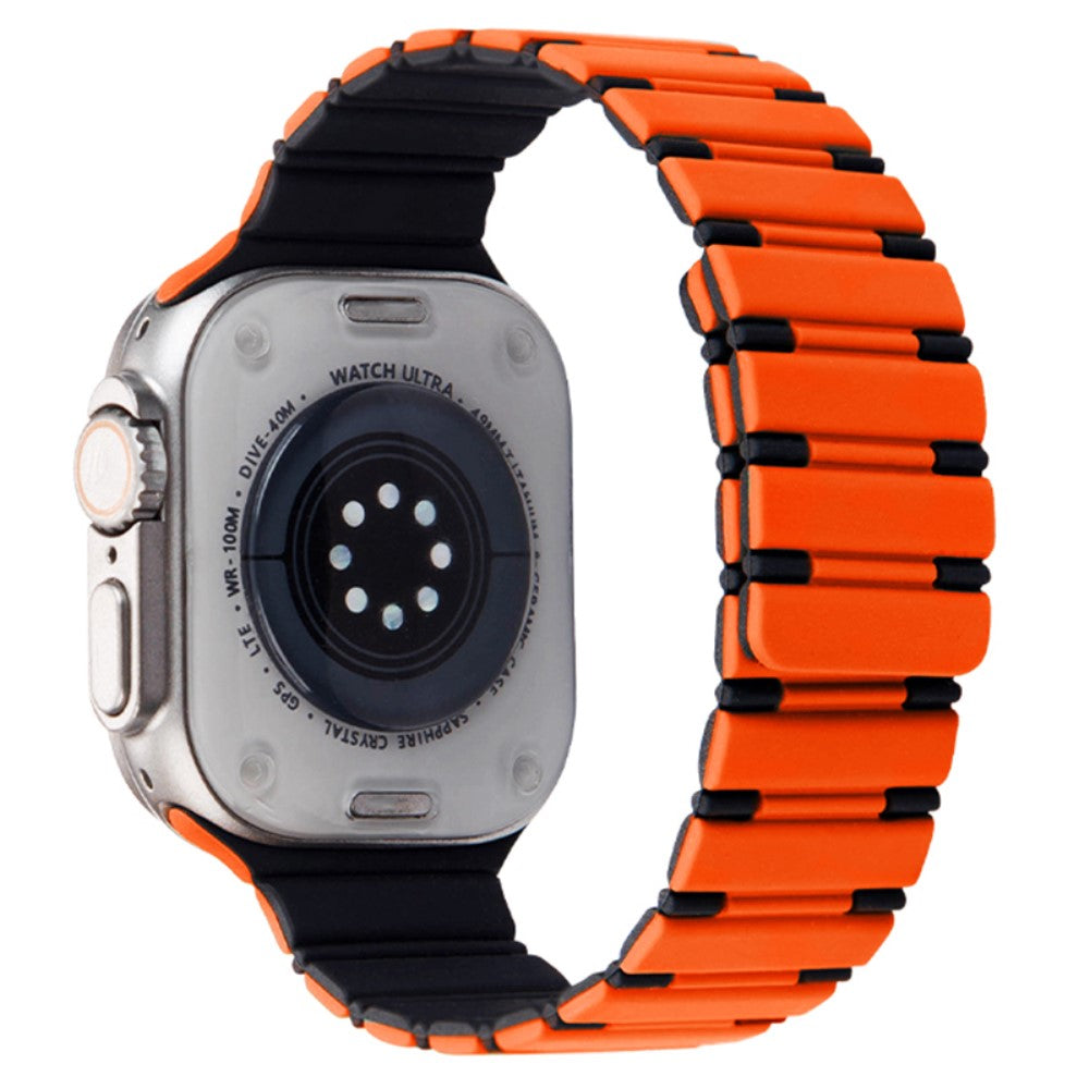 Apple Watch Series 41mm - 40mm - 38mm Dual Color Magnetic Silicone Watch Strap - Orange+Black#serie_9