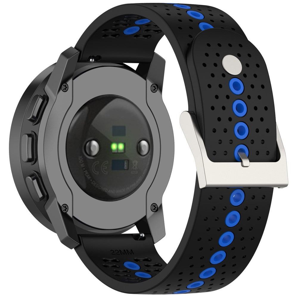 Huawei Watch 4 / 4 Pro / GT 4 46mm Color Holes Watch Strap 22mm Universal Silicone Band - Black+Blue#serie_5