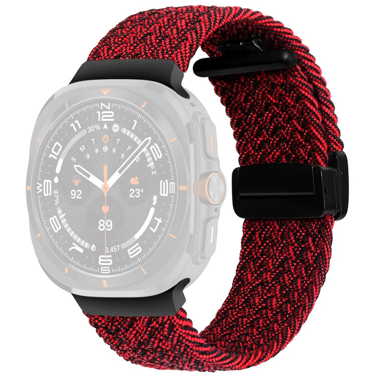 Samsung Galaxy Watch Ultra 47mm Braided Wrist Band Magnetic Folding Buckle Watch Strap - Black+Red#serie_5