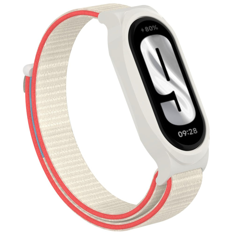 Xiaomi Mi Band 9 / Smart Band 8 Watch Band Nylon Loop Wrist Strap with Bump Resistant Watch Case - Milk White#serie_8