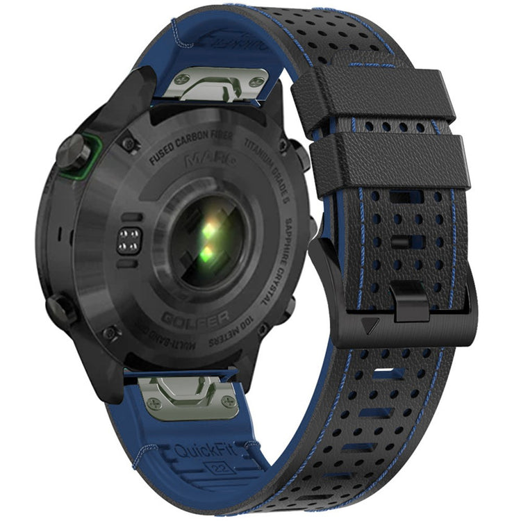 KALEBOL Garmin Fenix Series 5 - 6 - 7 - Quickfit 22mm Silicone Watch Band Dual Color Dot Holes Design - Black+Blue#serie_4