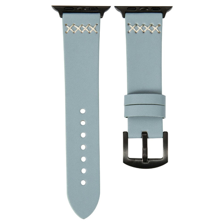 KALEBOL Apple Watch Series 49mm - 45mm - 44mm - 42mm Cross-Stitch Leather Strap - Blue#serie_5