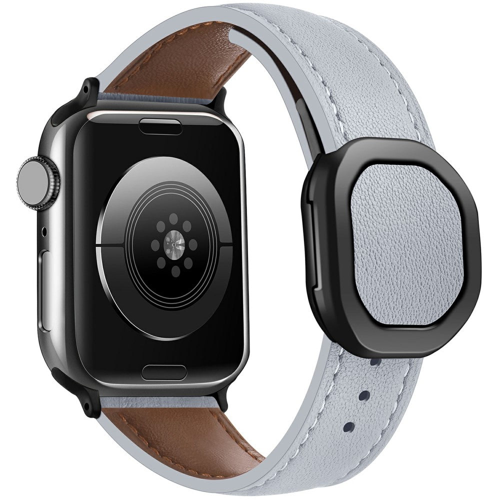 KALEBOL Apple Watch Series 49mm - 45mm - 44mm - 42mm Genuine Cow Leather Band - Light Grey#serie_3