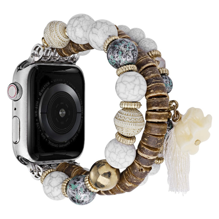 Apple Watch Series 41mm - 40mm - 38mm Beads Strap Elephant Pendant - White#serie_4