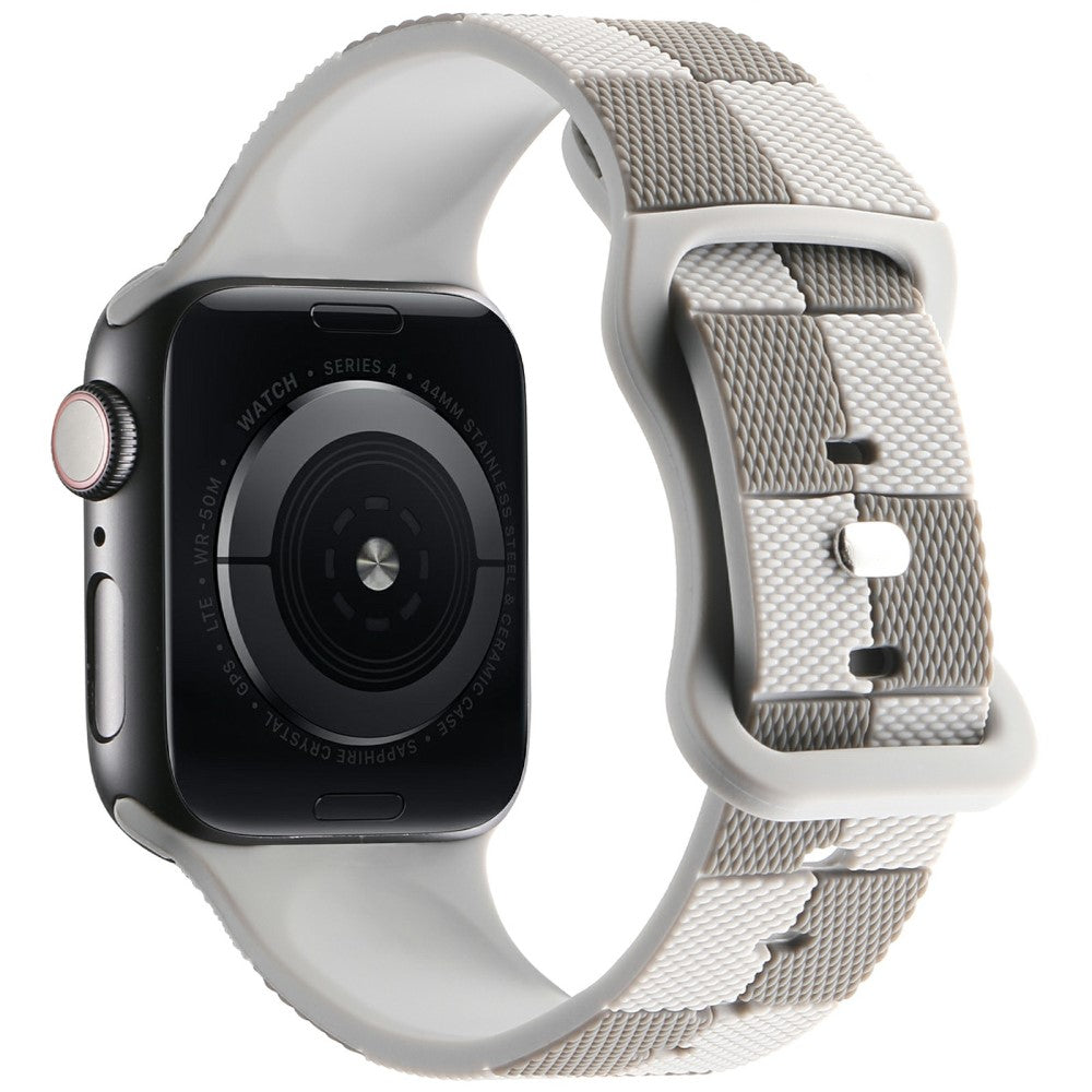 Apple Watch Series 49mm - 45mm - 44mm - 42mm Checkerboard Silicone Band - Light Grey#serie_3