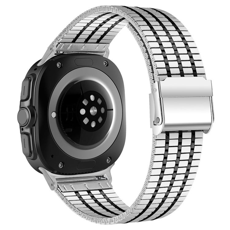 Samsung Galaxy Watch Ultra 47mm Replacement Band with Connector 7-Bead Stainless Steel Smart Watch Strap - Silver+Black#serie_1