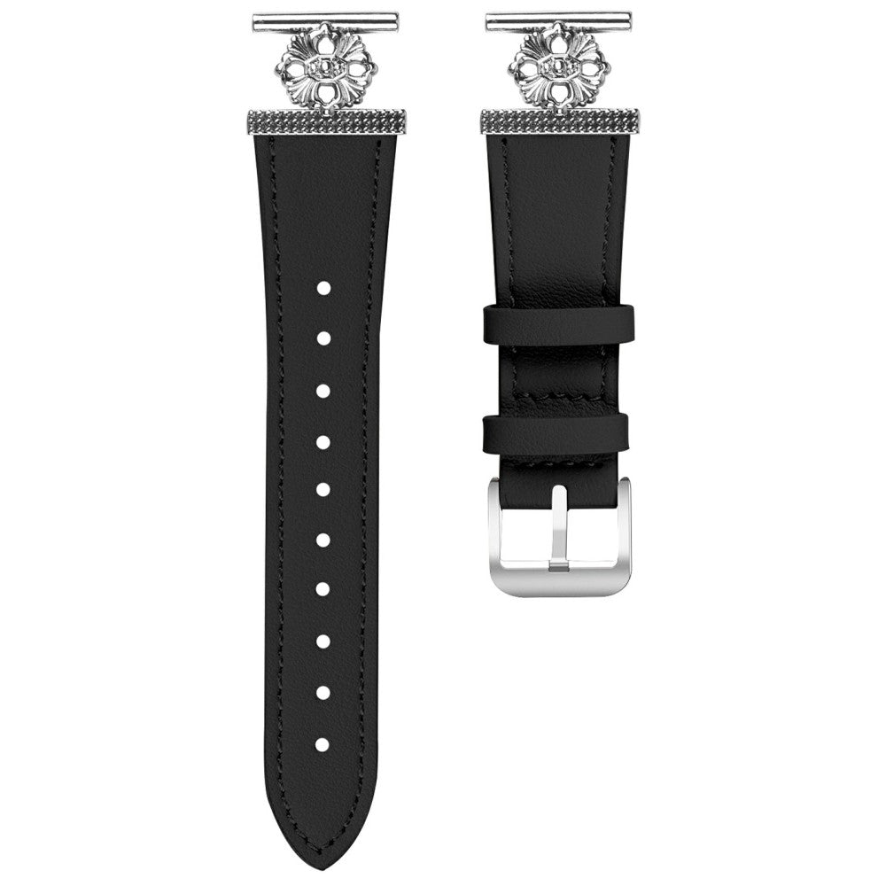 Huami Amazfit GTS 2 Watch Band Genuine Cow Leather Flower Decor Adjustable Strap - Black#serie_2