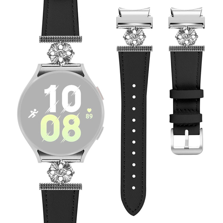 Watch Band for Samsung Galaxy Watch6 Genuine Cow Leather Strap with Quick Release Connector - Black#serie_2