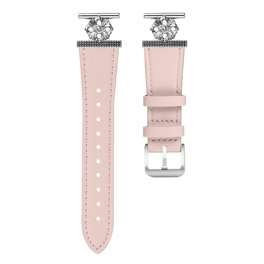 Garmin Vivomove Sport / Venu 2 Plus Watch Band Genuine Cow Leather Flower Decor Adjustable Strap - Pink#serie_1