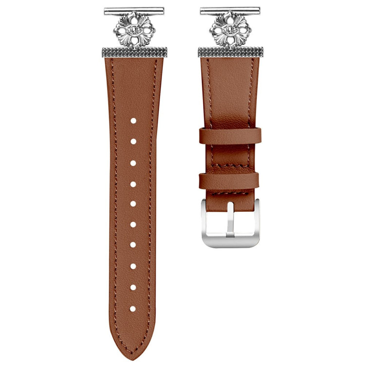 Huami Amazfit GTS Watch Band Genuine Cow Leather Flower Decor Adjustable Strap - Brown#serie_4