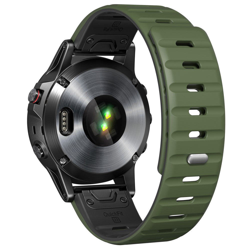 Silicone Strap Garmin Fenix 8 51mm / Enduro 3 / Enduro 2 26mm Quick Release Magnetic Watch Band - Army Green+Black#serie_3