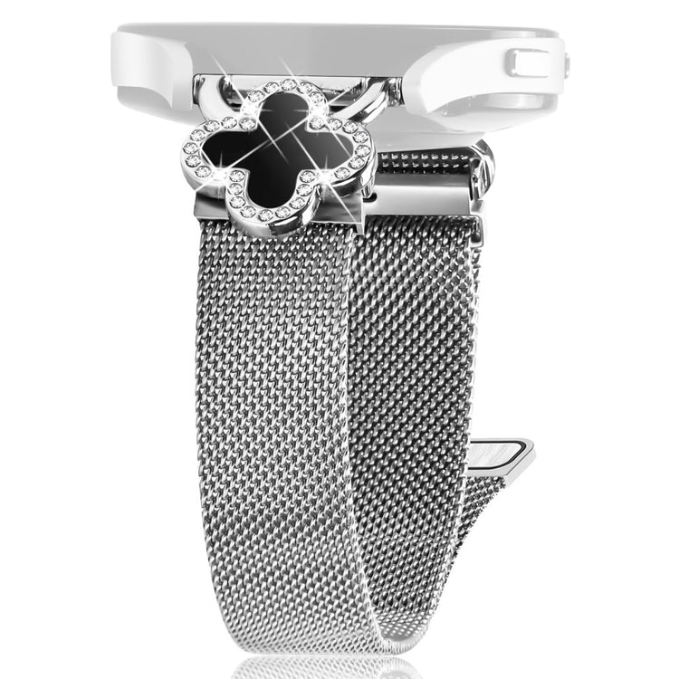 Verizon Gizmo Watch 3 Milanese Band Stainless Steel Magnetic Watch Strap with Clover Connector, Size: S - Silver  /  Black#serie_2