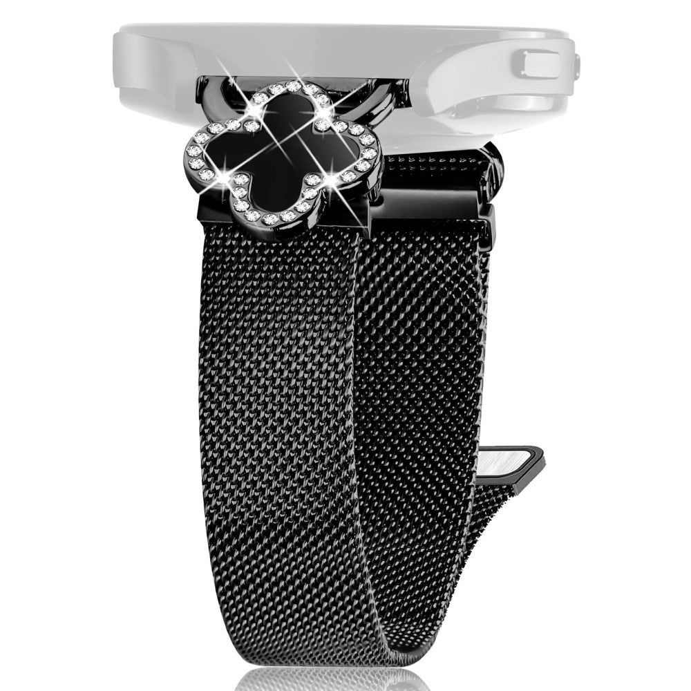 Huawei Watch GT 3 Pro 43mm Milanese Band Clover Decor Electroplated Stainless Steel Strap, Size: L - Black  /  Black#serie_1