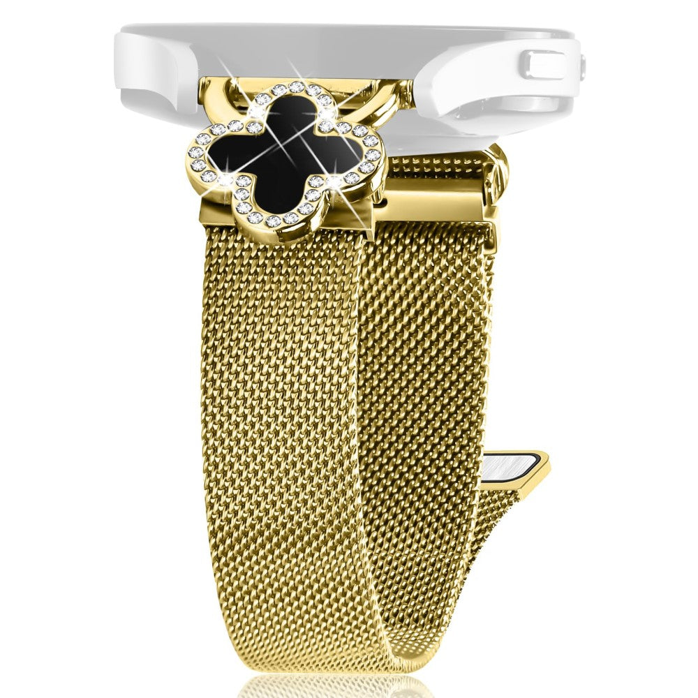Huawei Watch GT 3 Pro 43mm Milanese Band Clover Decor Electroplated Stainless Steel Strap, Size: L - Gold  /  Black#serie_2