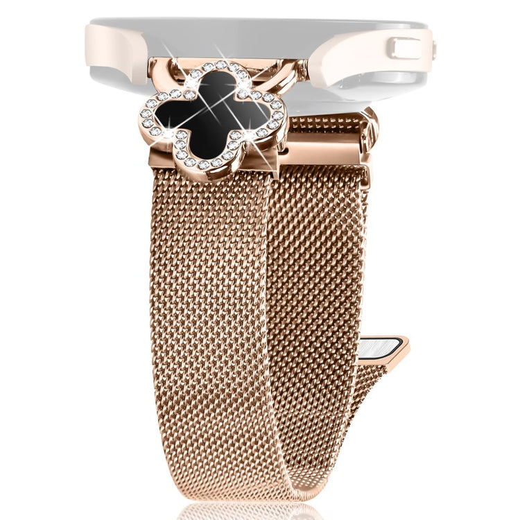 Huawei Watch GT 3 Pro 43mm Milanese Band Clover Decor Electroplated Stainless Steel Strap, Size: L - Rose Gold  /  Black#serie_4
