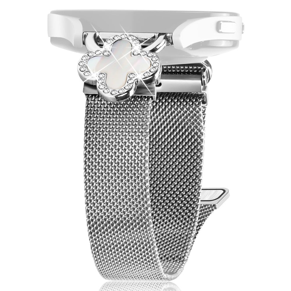 Huami Amazfit Pop Pro Milanese Band Metal Magnetic Watch Strap Clover Decor, Size: L - Silver  /  Colored#serie_1