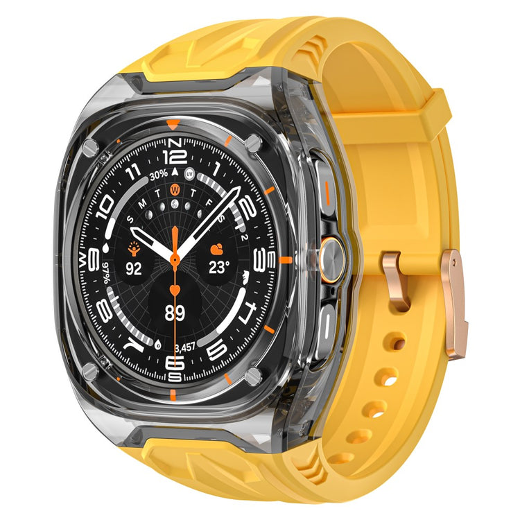Samsung Galaxy Watch Ultra 47mm Flexible Watch Band with Transparent Watch Case - Yellow+Transparent Black#serie_4