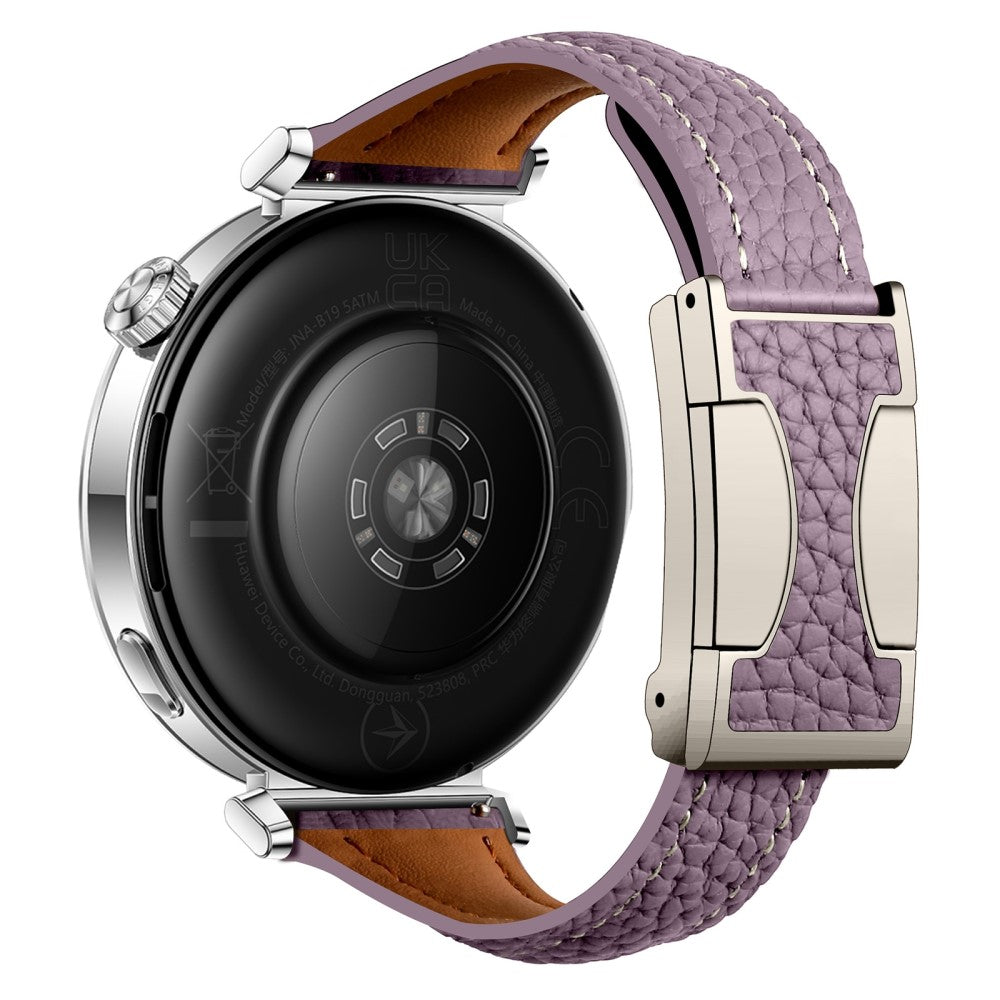 20mm Genuine Cow Leather Strap Samsung Galaxy Watch7 44mm / 40mm / Huawei Watch GT 3 42mm Litchi Texture Magnetic Watch Band - Purple#serie_11