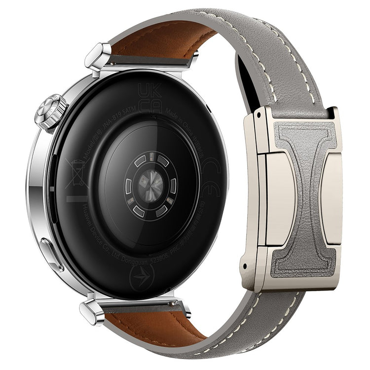20mm Genuine Cow Leather Strap Samsung Galaxy Watch7 44mm / 40mm / Huawei Watch GT 3 42mm Flat Texture Magnetic Watch Band - Grey#serie_2