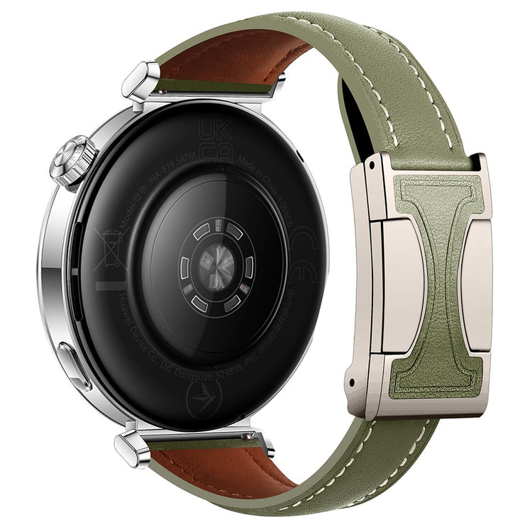 20mm Genuine Cow Leather Strap Samsung Galaxy Watch7 44mm / 40mm / Huawei Watch GT 3 42mm Flat Texture Magnetic Watch Band - Green#serie_3