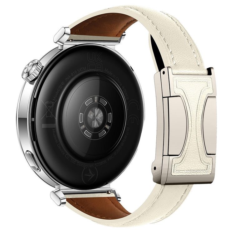 20mm Genuine Cow Leather Strap Samsung Galaxy Watch7 44mm / 40mm / Huawei Watch GT 3 42mm Flat Texture Magnetic Watch Band - Beige#serie_4