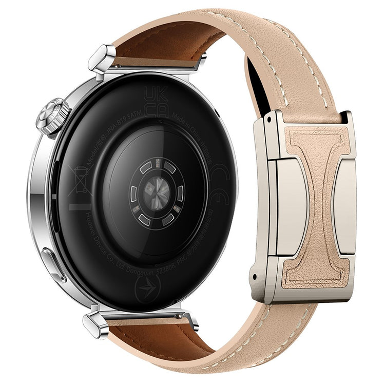 20mm Genuine Cow Leather Strap Samsung Galaxy Watch7 44mm / 40mm / Huawei Watch GT 3 42mm Flat Texture Magnetic Watch Band - Apricot#serie_5