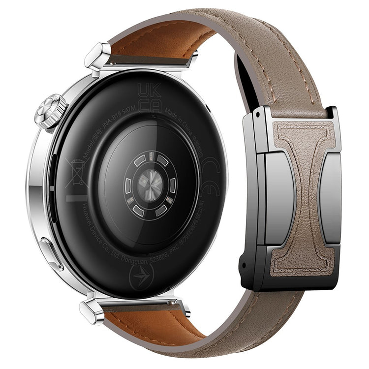20mm Genuine Cow Leather Strap Samsung Galaxy Watch7 44mm / 40mm / Huawei Watch GT 3 42mm Flat Texture Magnetic Watch Band - Dark Grey#serie_6
