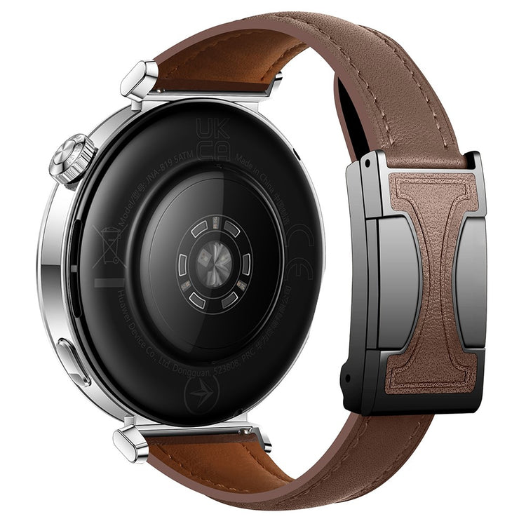 20mm Genuine Cow Leather Strap Samsung Galaxy Watch7 44mm / 40mm / Huawei Watch GT 3 42mm Flat Texture Magnetic Watch Band - Dark Coffee#serie_7