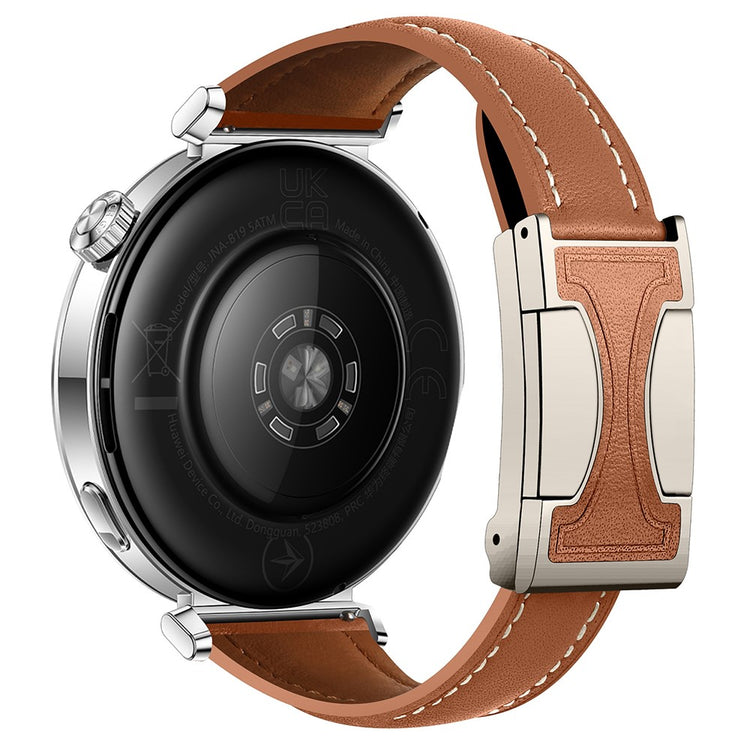 20mm Genuine Cow Leather Strap Samsung Galaxy Watch7 44mm / 40mm / Huawei Watch GT 3 42mm Flat Texture Magnetic Watch Band - Brown#serie_9