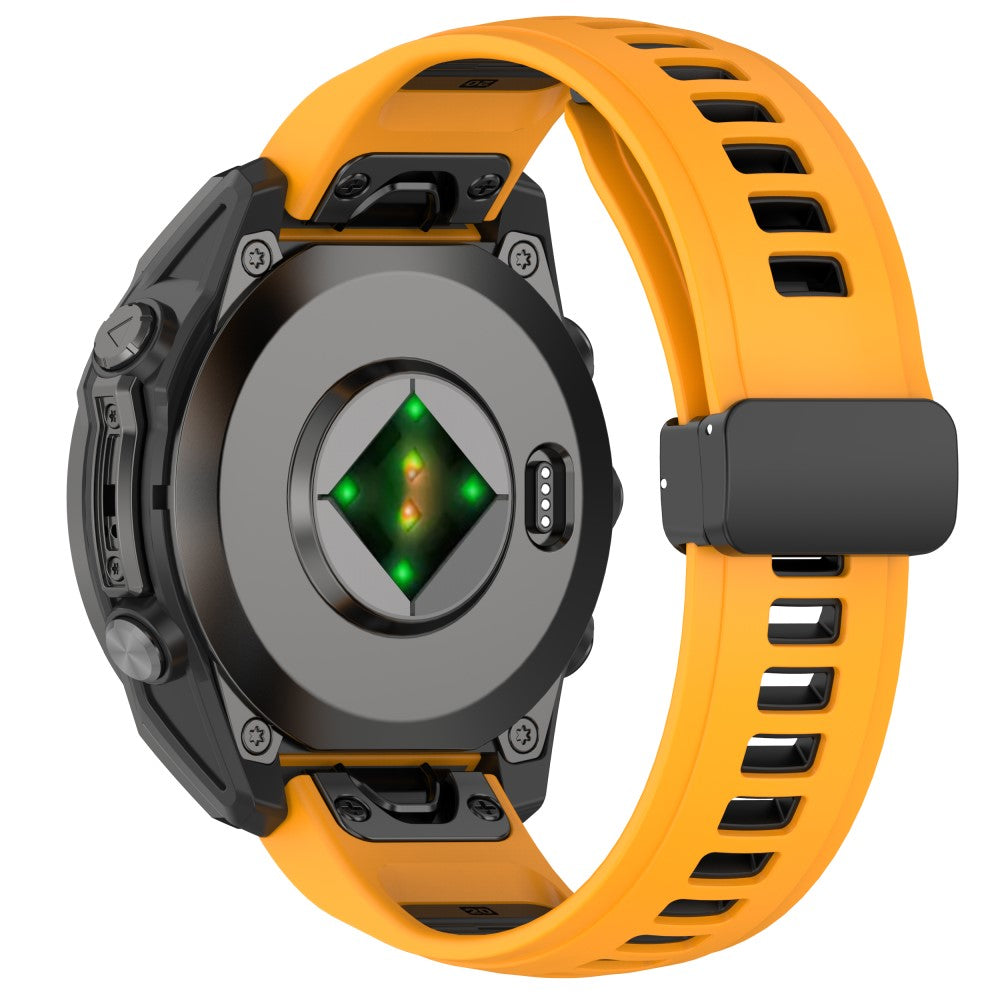 20mm Watch Band Garmin Fenix 8 43mm / Descent MK3i / Fenix 7S Breathable Silicone Strap with Magnetic Folding Clasp - Orange+Black#serie_1