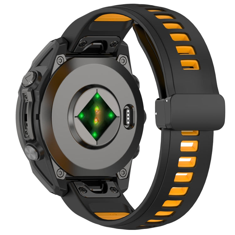 20mm Watch Band Garmin Fenix 8 43mm / Descent MK3i / Fenix 7S Breathable Silicone Strap with Magnetic Folding Clasp - Black+Orange#serie_2