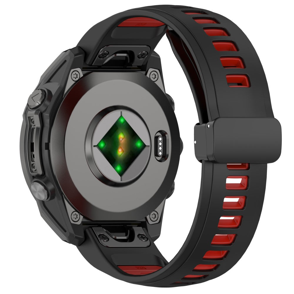 20mm Watch Band Garmin Fenix 8 43mm / Descent MK3i / Fenix 7S Breathable Silicone Strap with Magnetic Folding Clasp - Black+Red#serie_3