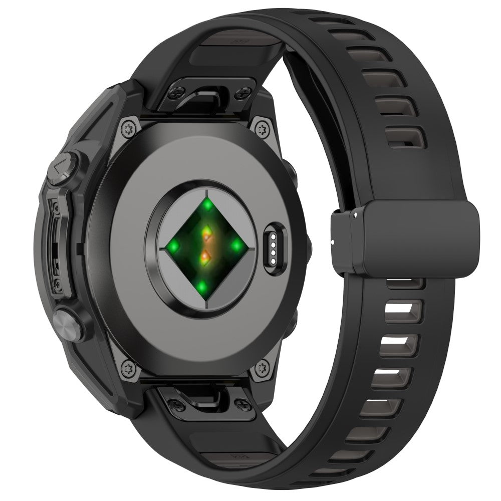 20mm Watch Band Garmin Fenix 8 43mm / Descent MK3i / Fenix 7S Breathable Silicone Strap with Magnetic Folding Clasp - Black+Grey#serie_4