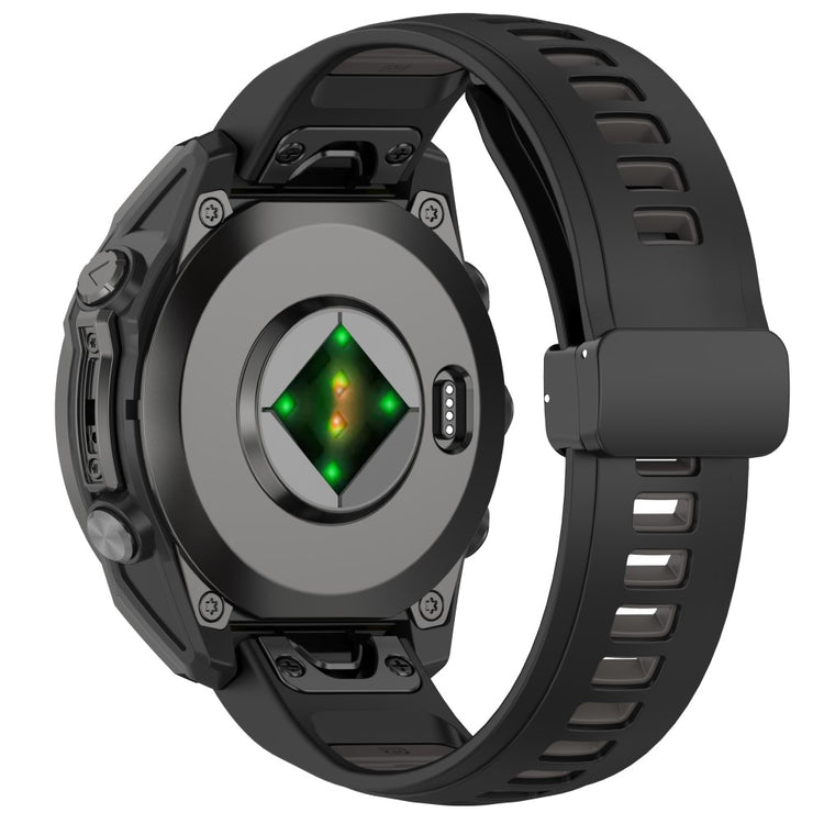 20mm Watch Band Garmin Fenix 8 43mm / Descent MK3i / Fenix 7S Breathable Silicone Strap with Magnetic Folding Clasp - Black+Grey#serie_4
