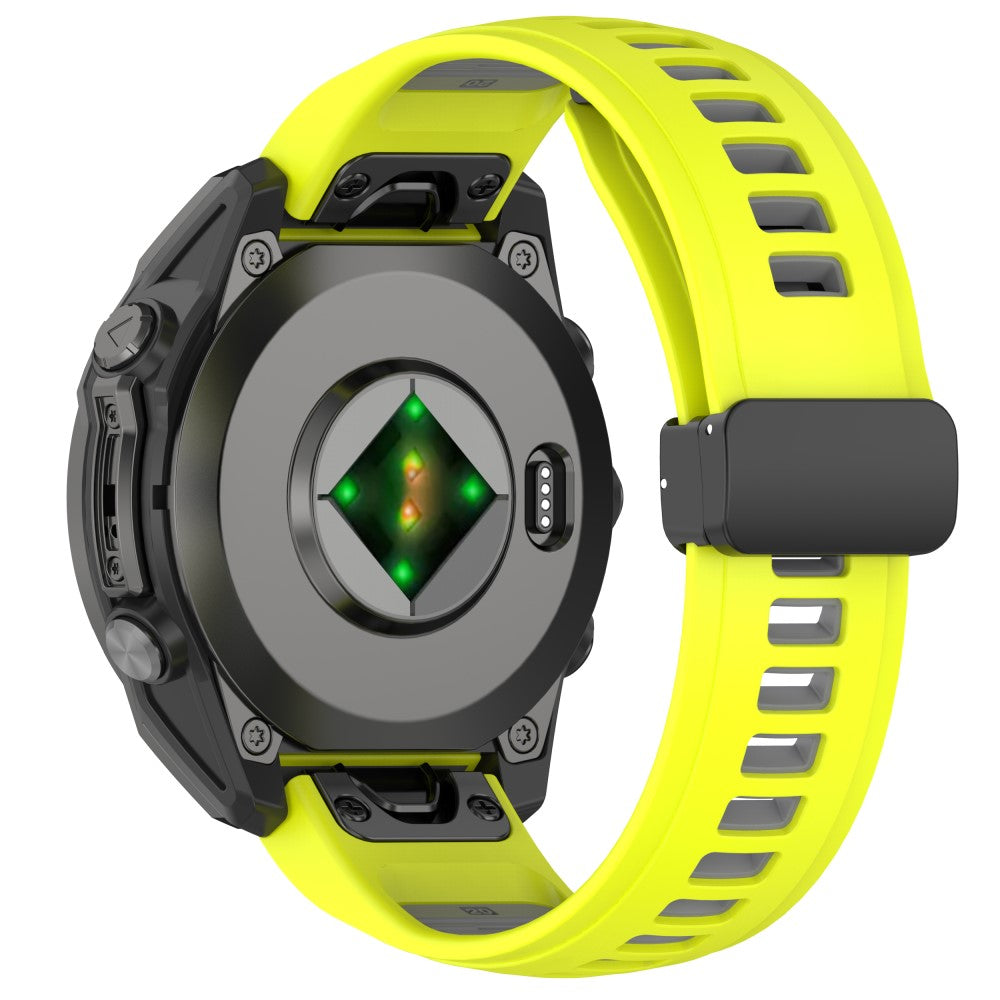 20mm Watch Band Garmin Fenix 8 43mm / Descent MK3i / Fenix 7S Breathable Silicone Strap with Magnetic Folding Clasp - Lime+Grey#serie_6