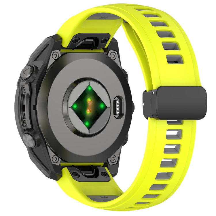 20mm Watch Band Garmin Fenix 8 43mm / Descent MK3i / Fenix 7S Breathable Silicone Strap with Magnetic Folding Clasp - Lime+Grey#serie_6