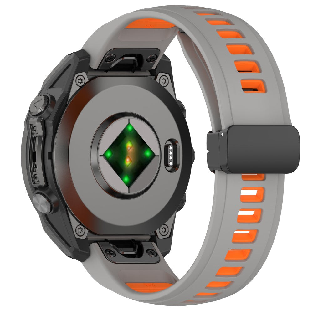 20mm Watch Band Garmin Fenix 8 43mm / Descent MK3i / Fenix 7S Breathable Silicone Strap with Magnetic Folding Clasp - Grey+Orange#serie_7