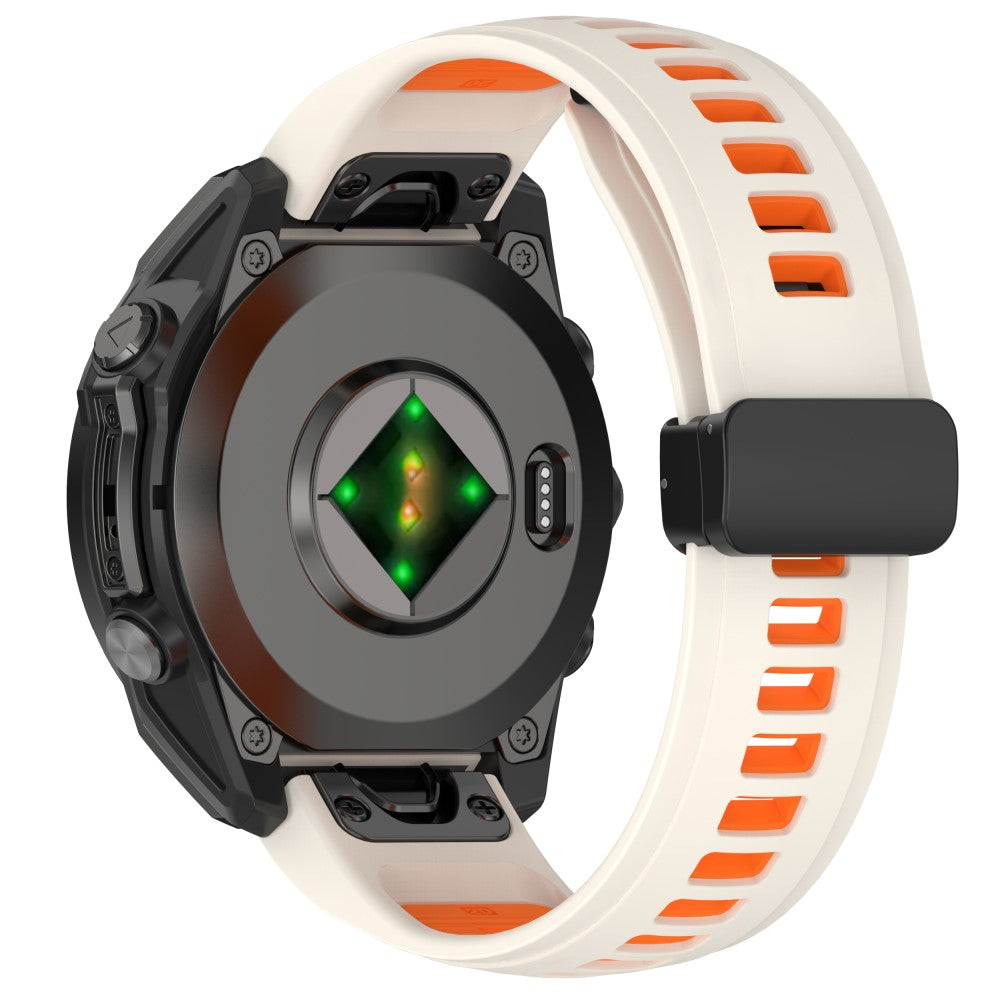 20mm Watch Band Garmin Fenix 8 43mm / Descent MK3i / Fenix 7S Breathable Silicone Strap with Magnetic Folding Clasp - Starlight+Orange#serie_8