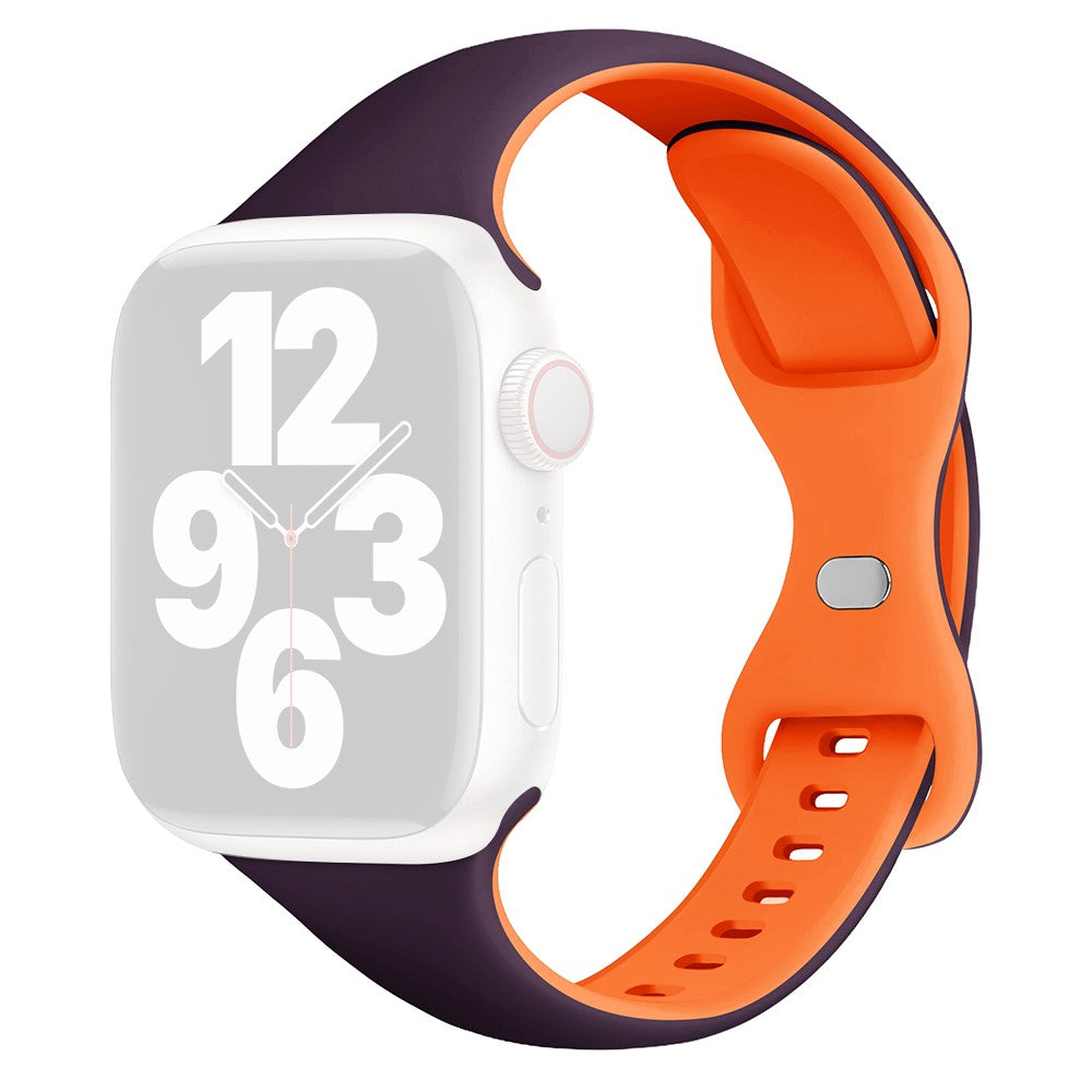 KALEBOL Silicone Strap Apple Watch Series 10 42mm Butterfly Buckle Watch Band - Berry Purple + Orange#serie_4