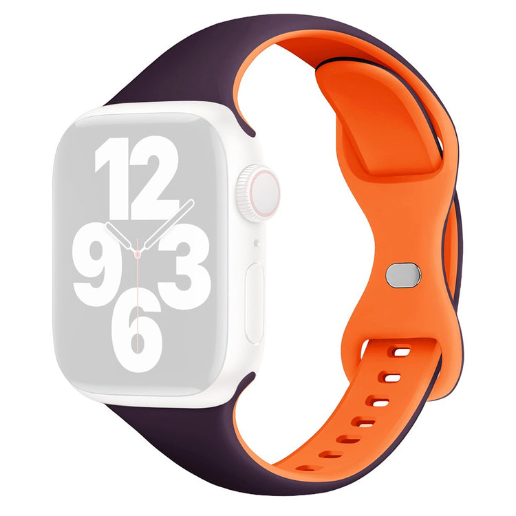 KALEBOL Silicone Strap Apple Watch Series 10 42mm Butterfly Buckle Watch Band - Berry Purple + Orange#serie_4