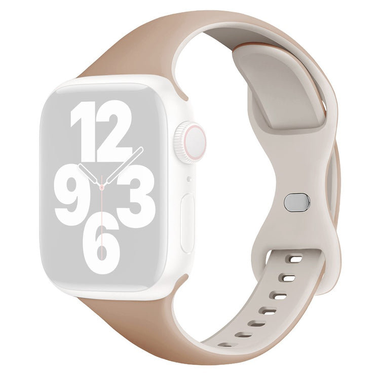 KALEBOL Silicone Strap Apple Watch Series 10 42mm Butterfly Buckle Watch Band - Milk Tea + Rock White#serie_5