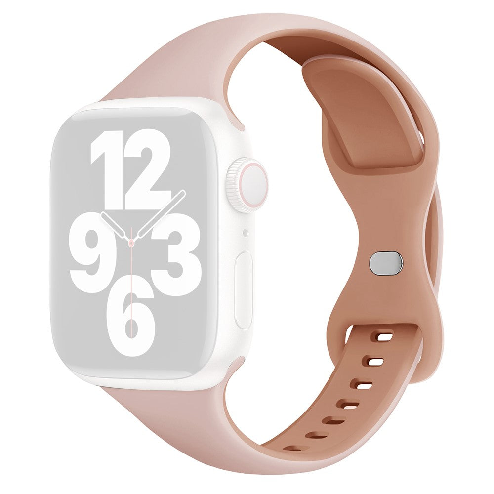 KALEBOL Silicone Strap Apple Watch Series 10 42mm Butterfly Buckle Watch Band - Pink + Rose Grey#serie_6