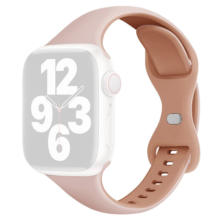 KALEBOL Silicone Strap Apple Watch Series 10 42mm Butterfly Buckle Watch Band - Pink + Rose Grey#serie_6