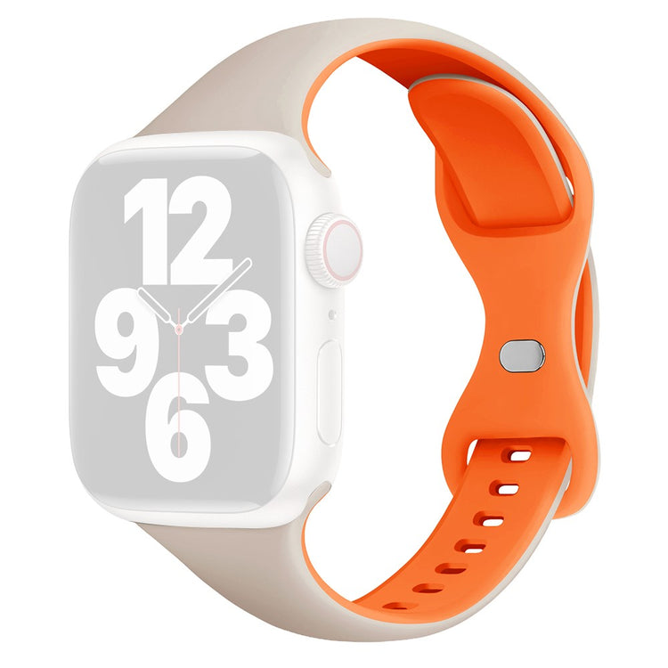 KALEBOL Silicone Strap Apple Watch Series 10 42mm Butterfly Buckle Watch Band - Starlight + Orange#serie_7