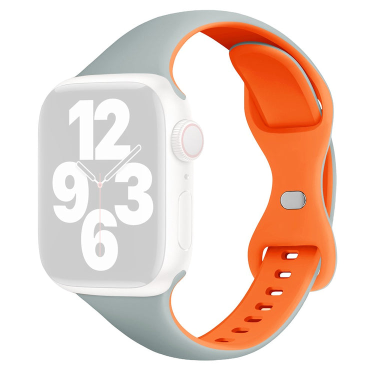 KALEBOL Silicone Strap Apple Watch Series 10 42mm Butterfly Buckle Watch Band - Baby Blue + Orange#serie_8