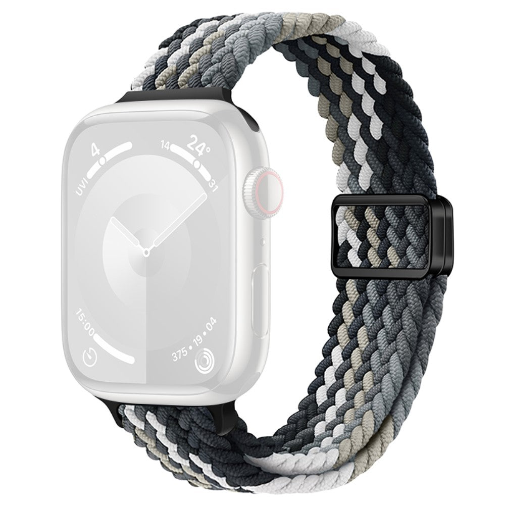 KALEBOL Braided Watch Strap Apple Watch Series 10 42mm Magnetic Nylon Sport Wristbands - Black Grey#serie_7