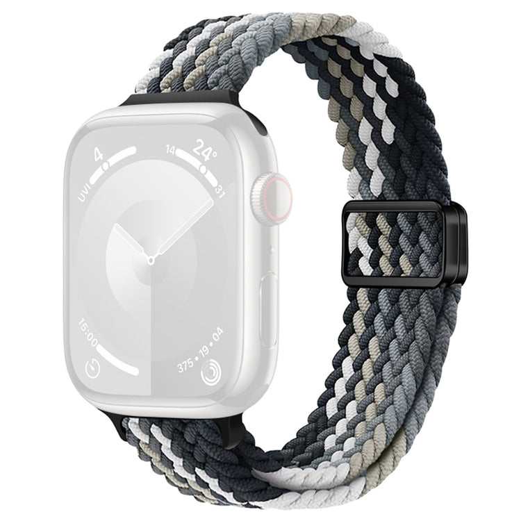 KALEBOL Braided Watch Strap Apple Watch Series 10 42mm Magnetic Nylon Sport Wristbands - Black Grey#serie_7