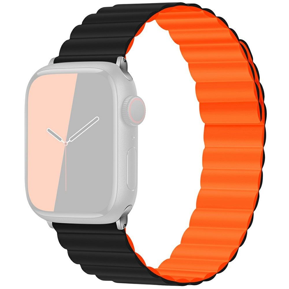 KALEBOL Magnetic Watch Band Apple Watch Series 10 42mm Silicone Adjustable Strap - Black Orange#serie_1