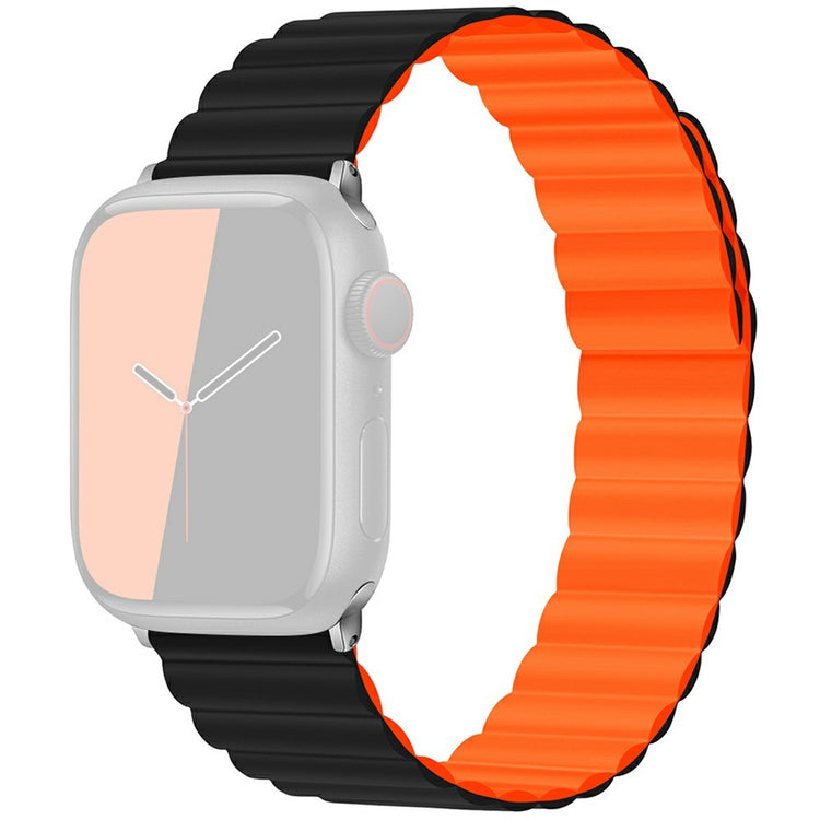 KALEBOL Magnetic Watch Band Apple Watch Series 10 42mm Silicone Adjustable Strap - Black Orange#serie_1
